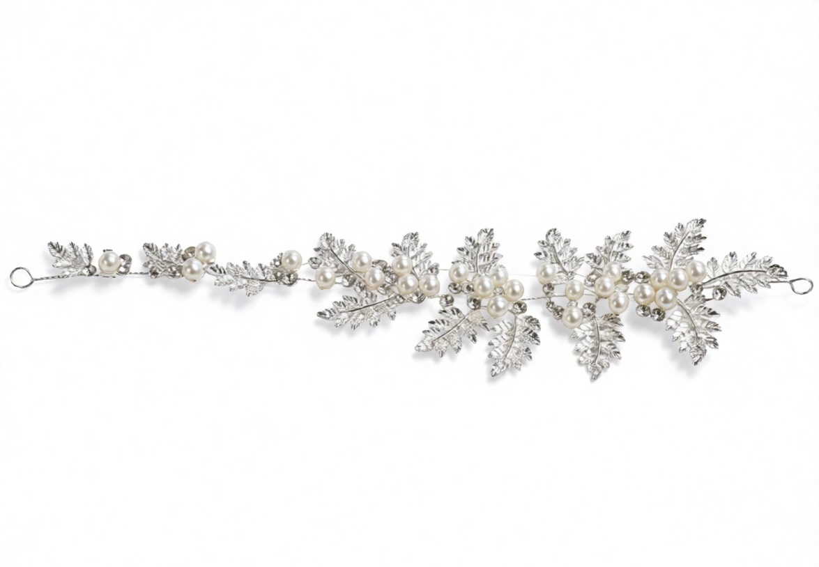Crystal Leaf Pearl Hair Vine