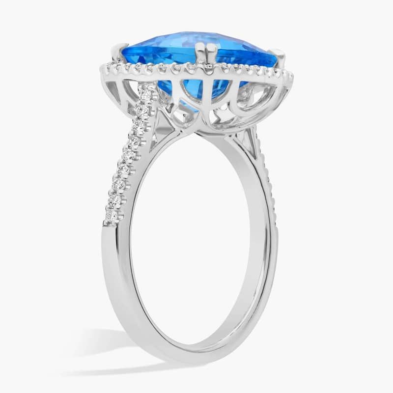Blue Topaz and Diamond Silver Ring