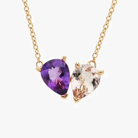 Dual Gemstone Heart Necklace