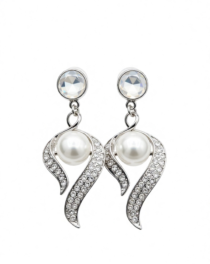 Elegant Pearl and Crystal Drop Earrings