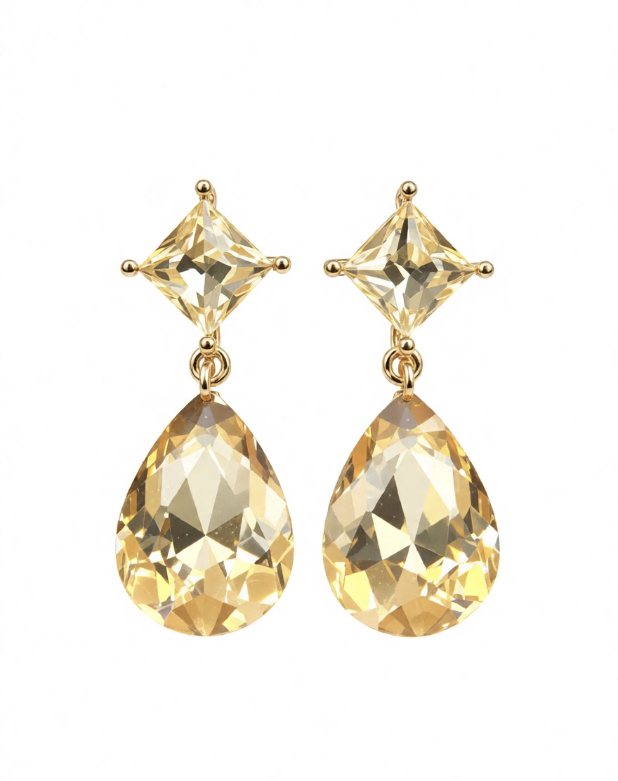 Gold Crystal Drop Earrings