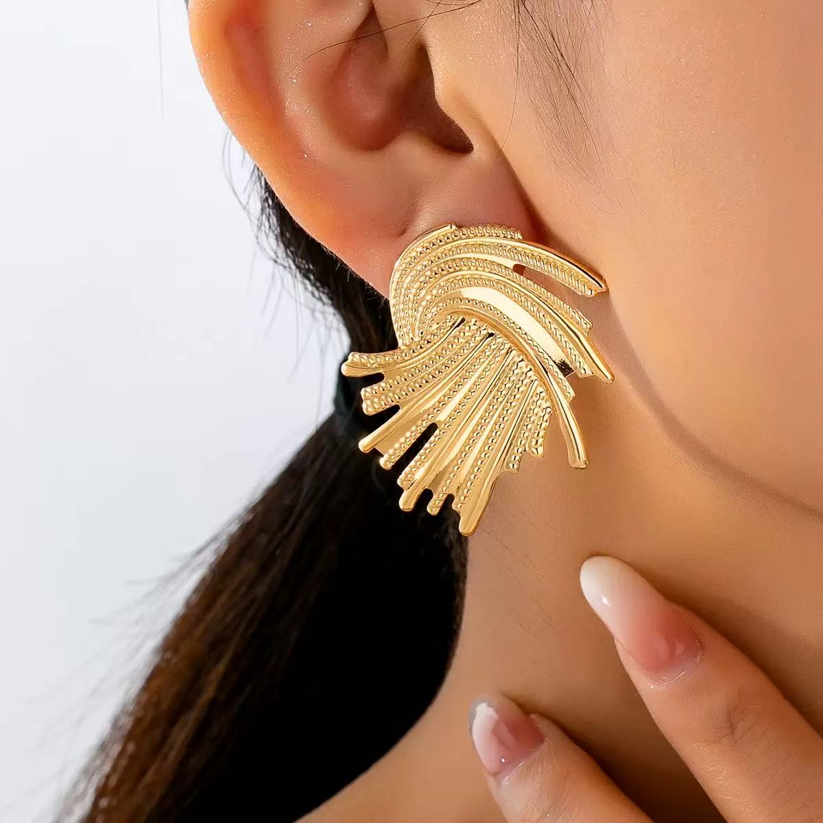 Gold Plated Leaf-Shaped Earrings