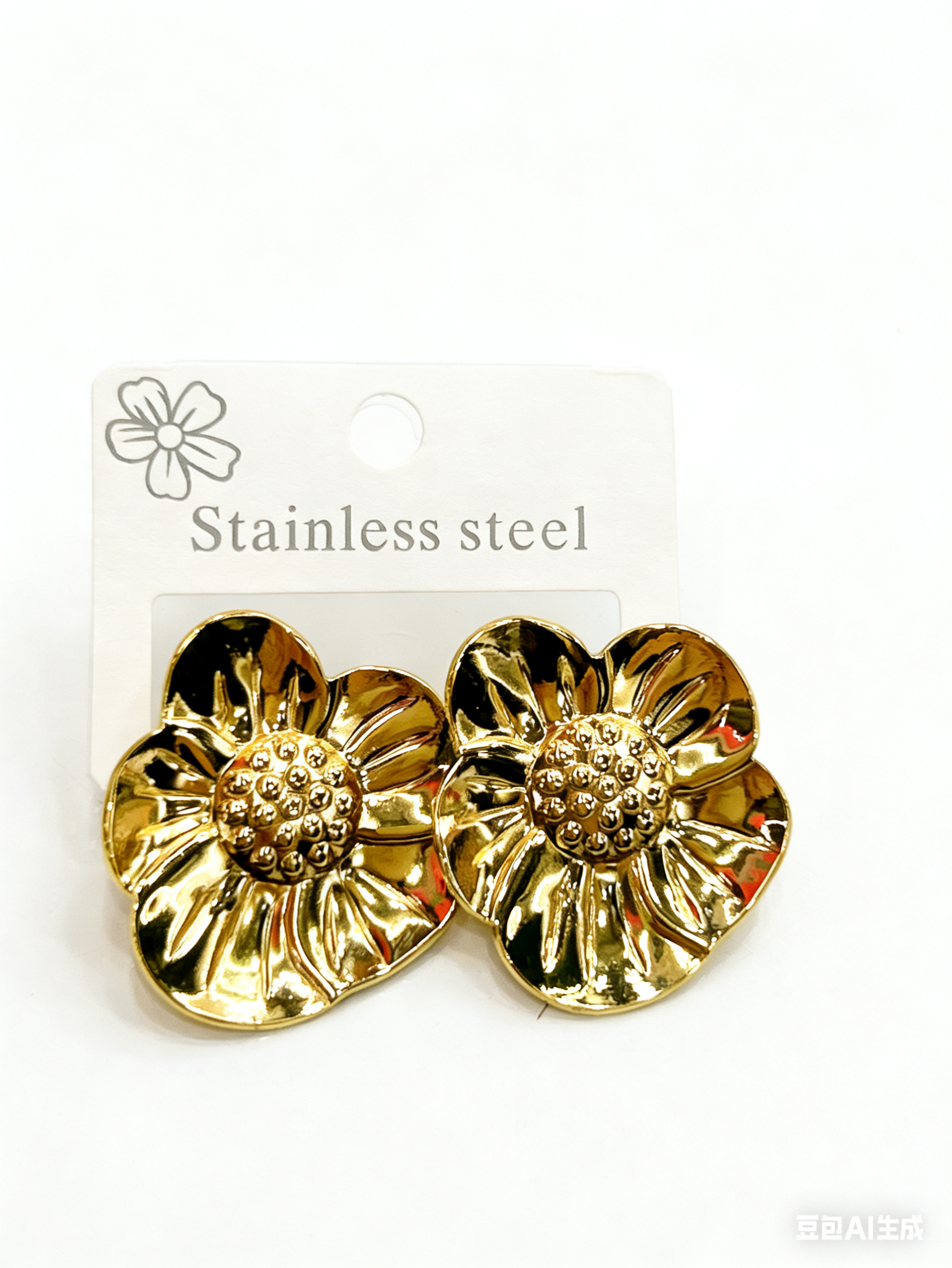 Gold Flower Stainless Steel Earrings