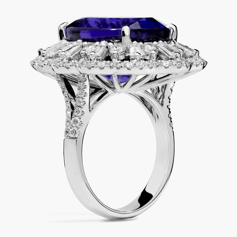 Platinum Tanzanite and Diamond Cocktail Ring