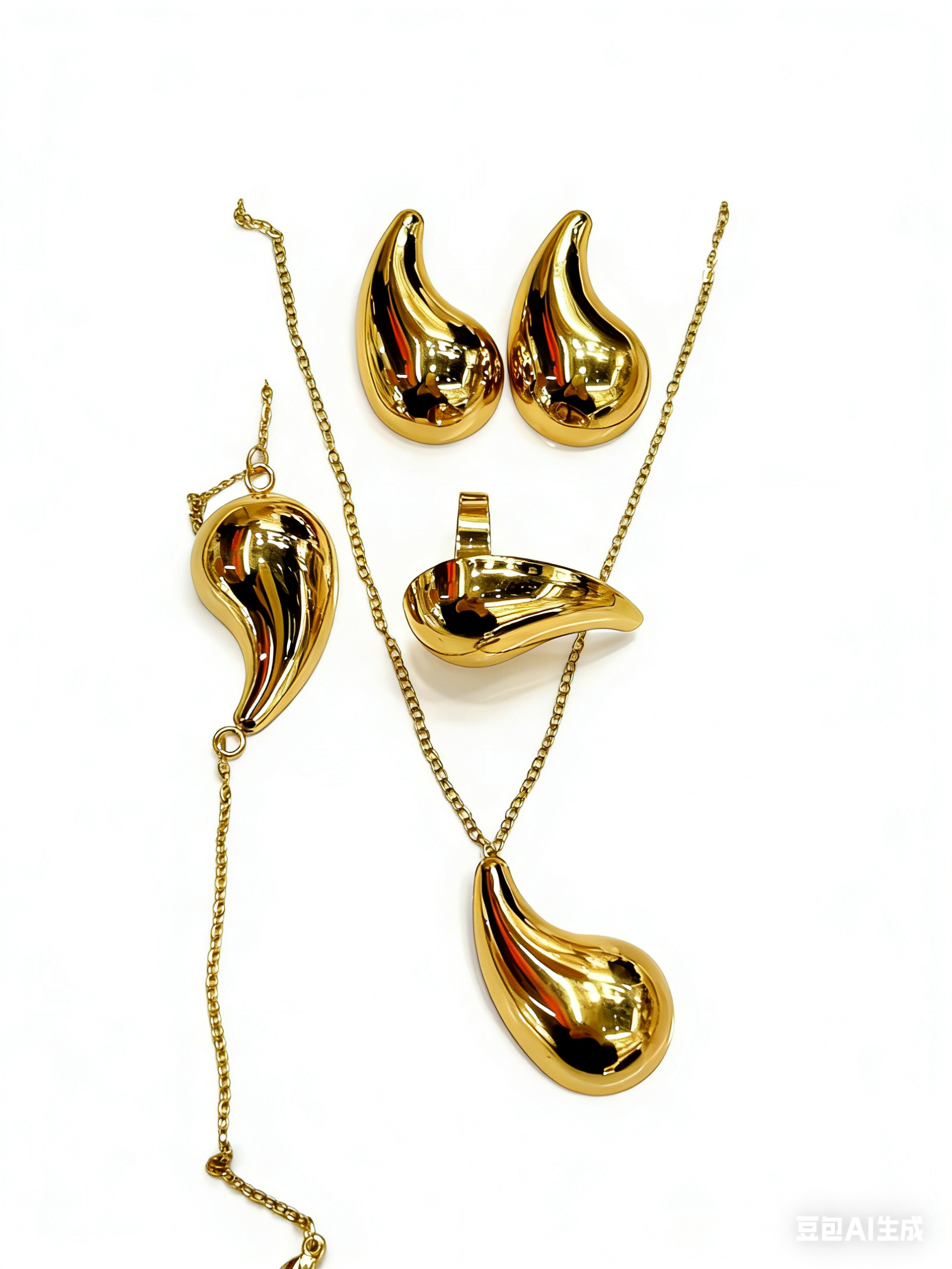 Gold Teardrop Jewelry Set