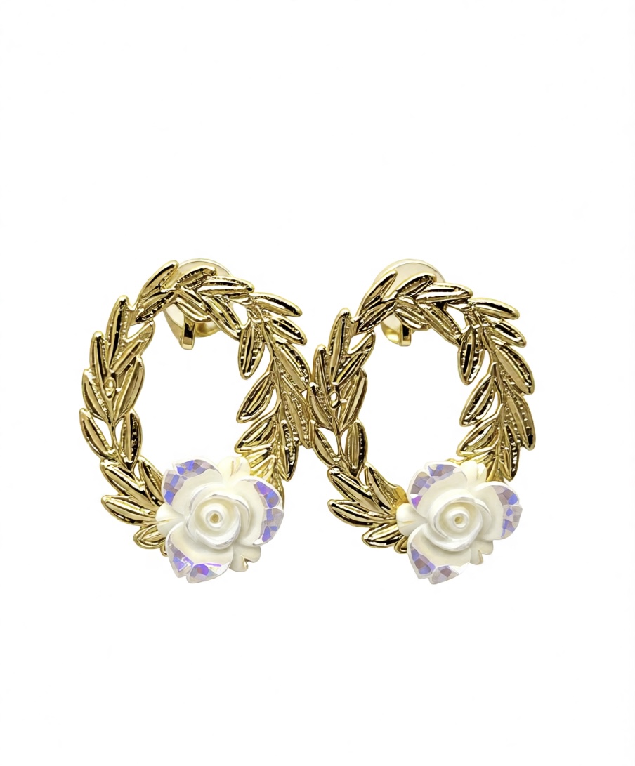 Gold Laurel Wreath Earrings