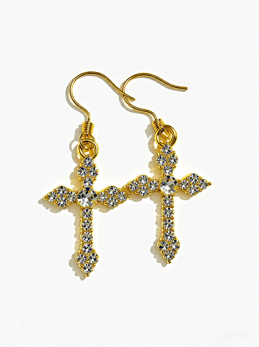 Gold Cross Earrings