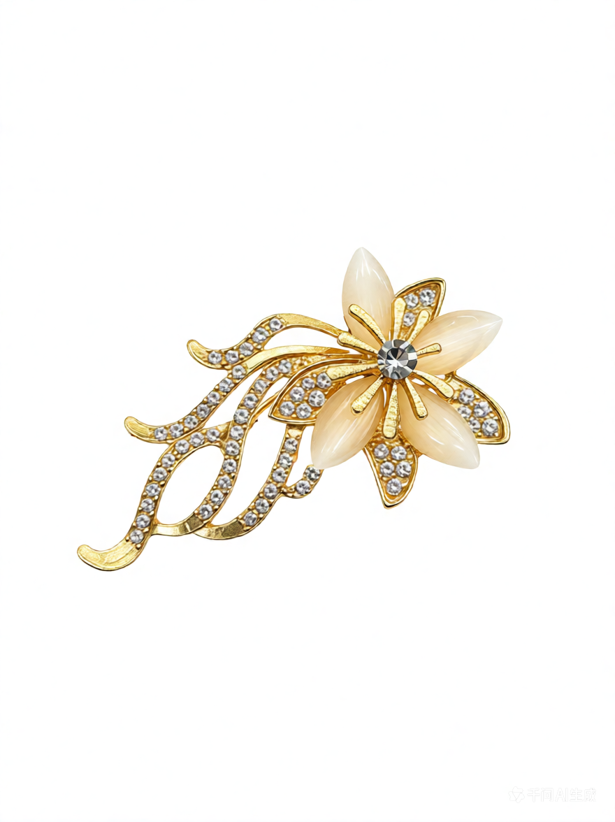 Elegant Crystal Flower Brooch