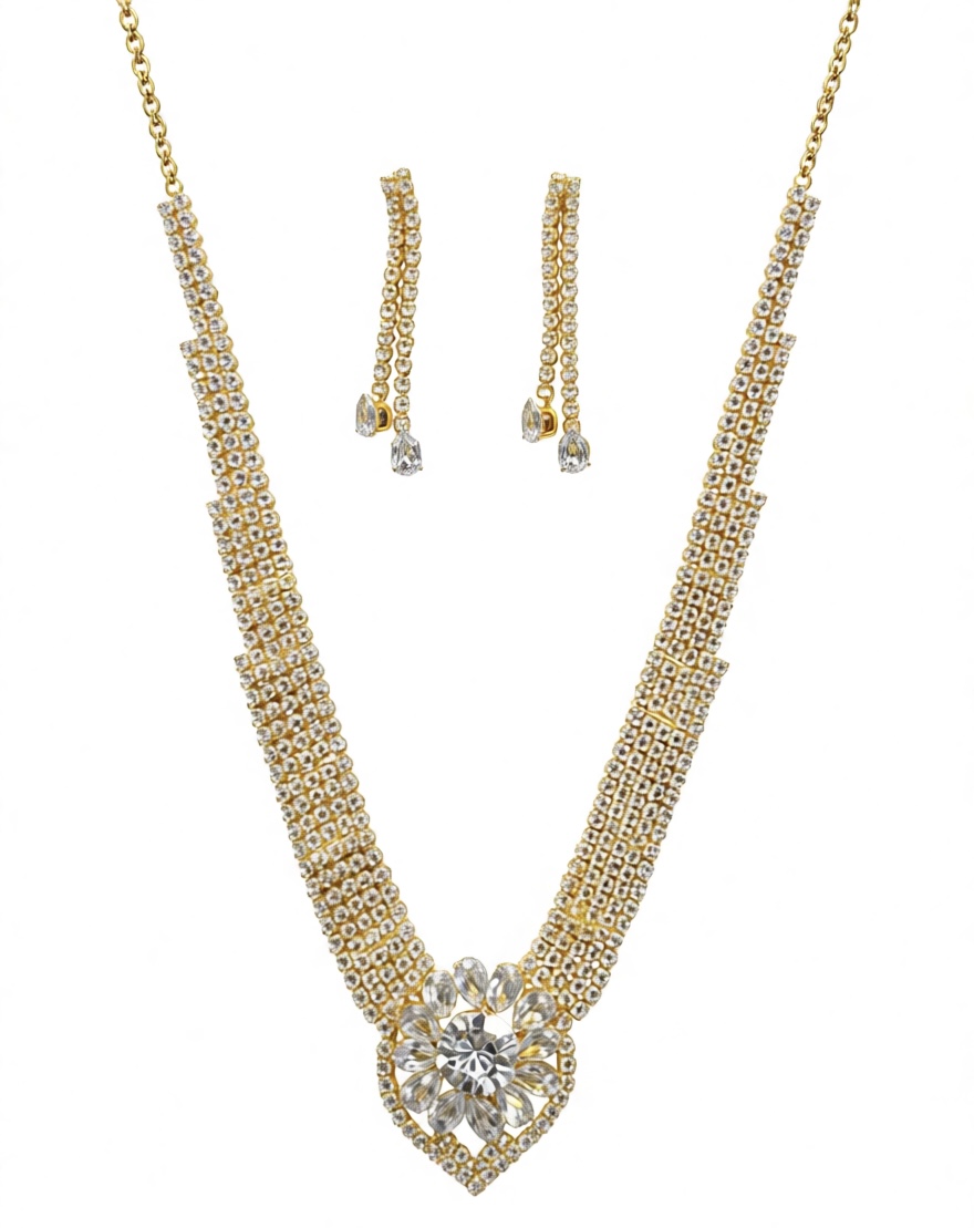Gold-plated necklace and earring set