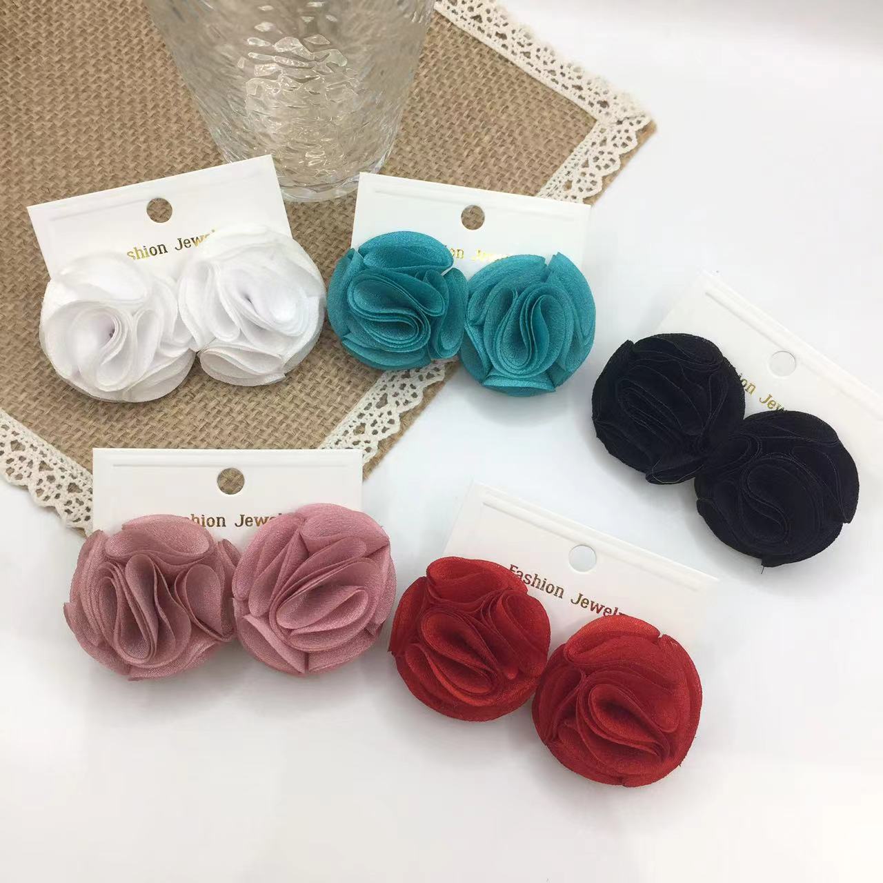 Fabric Flower Earrings