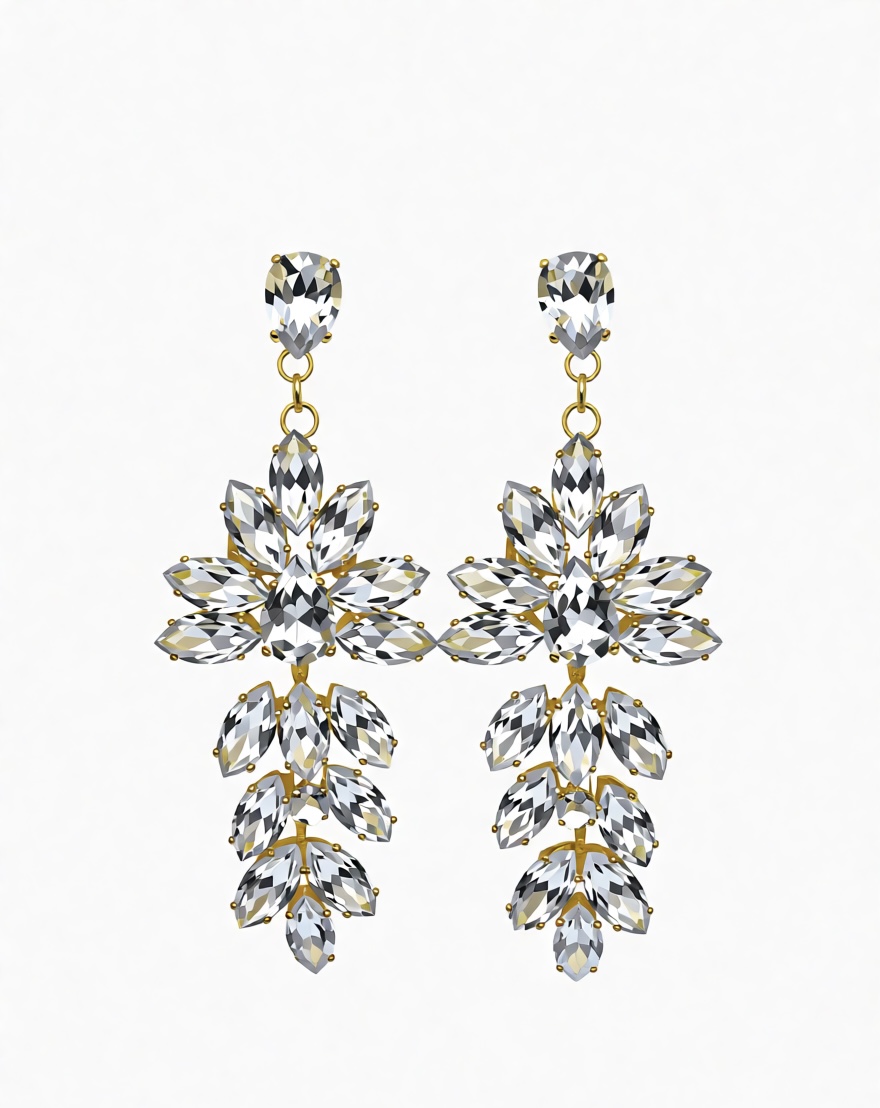 Crystal Floral Drop Earrings
