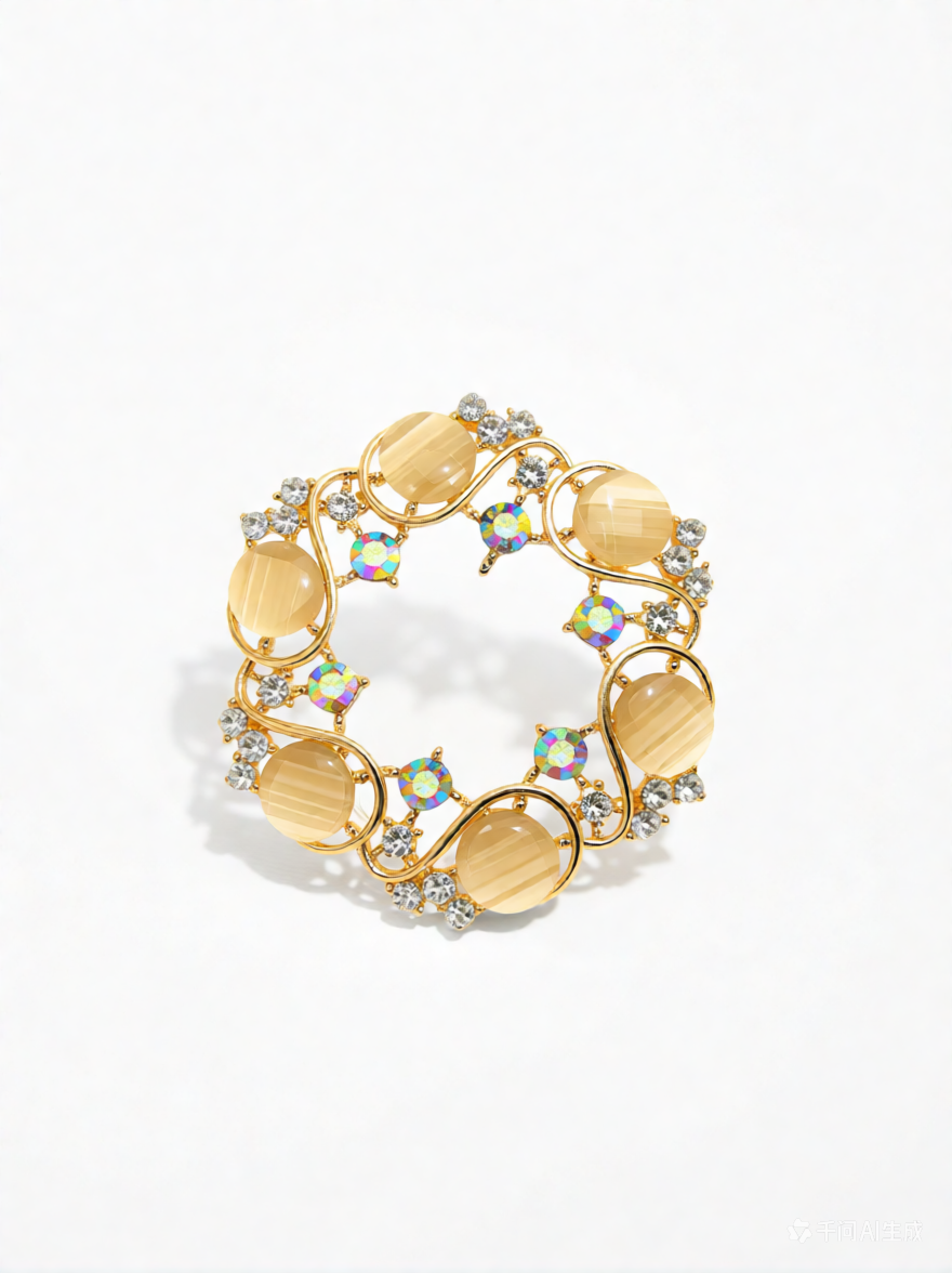 Vintage Gold Crystal Brooch