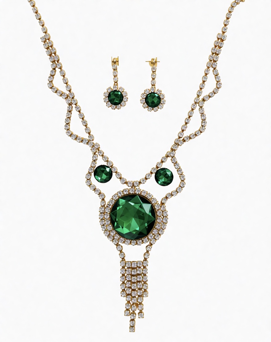 Gold-plated necklace and earring set