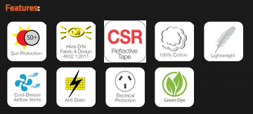 HiVis 3 Way Cool-Breeze Cotton Shirt with CSR/Tape - Long sleeve