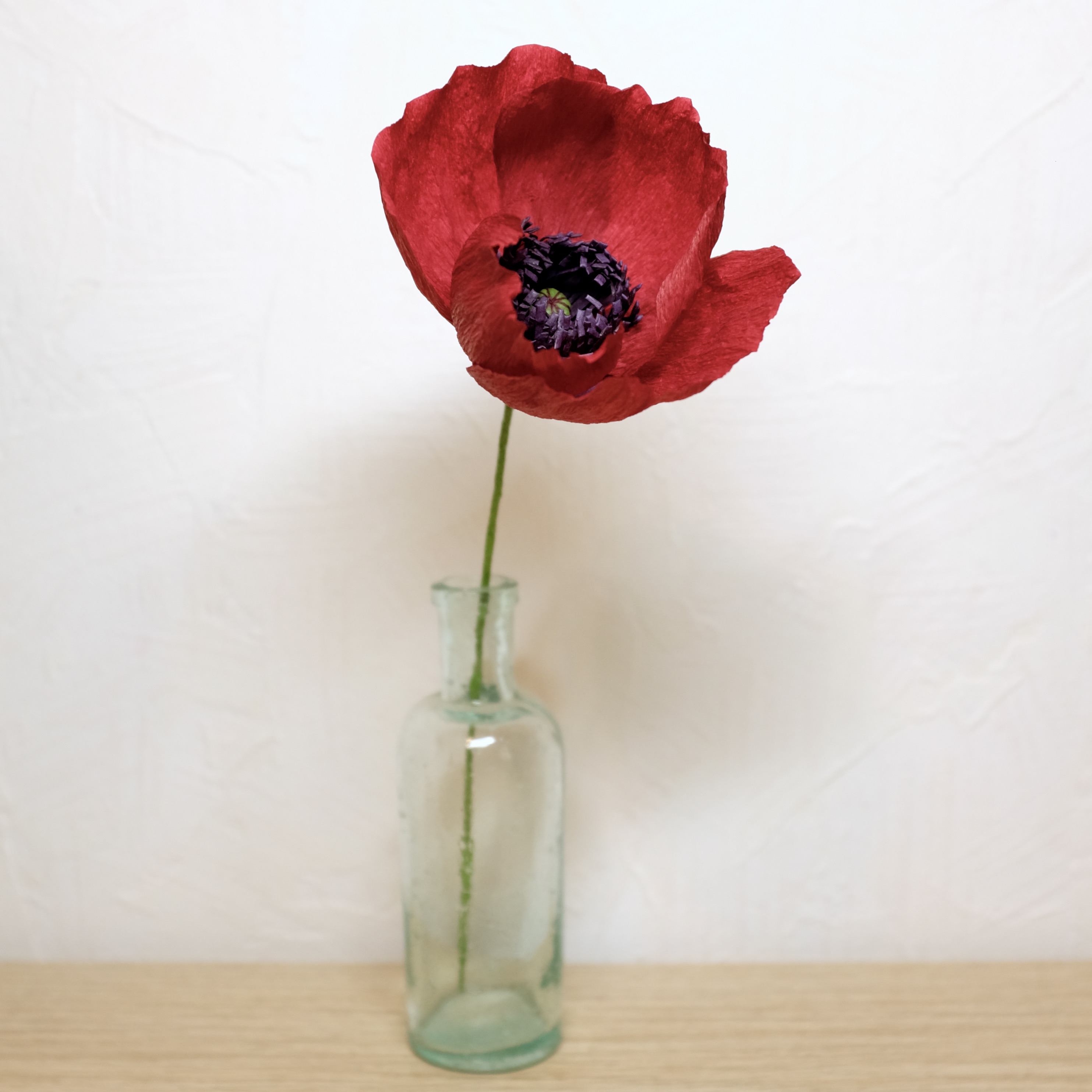 Bouquet de fleurs en papier champêtre : 7 coquelicots & herbes sèches