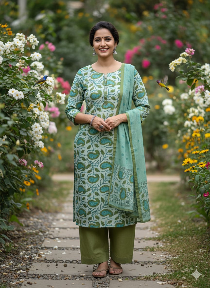 Green Traditional Women's Kurta Set