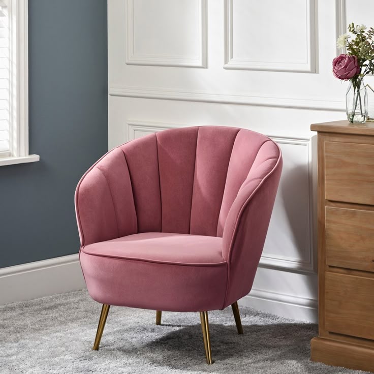 Pink Velvet Accent Chair