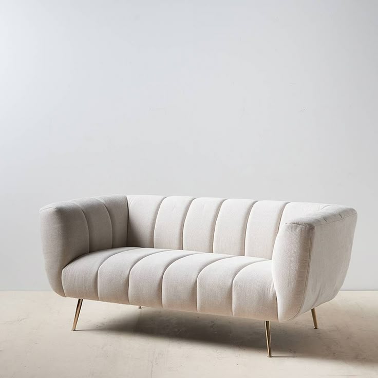 Modern Cream Velvet Sofa