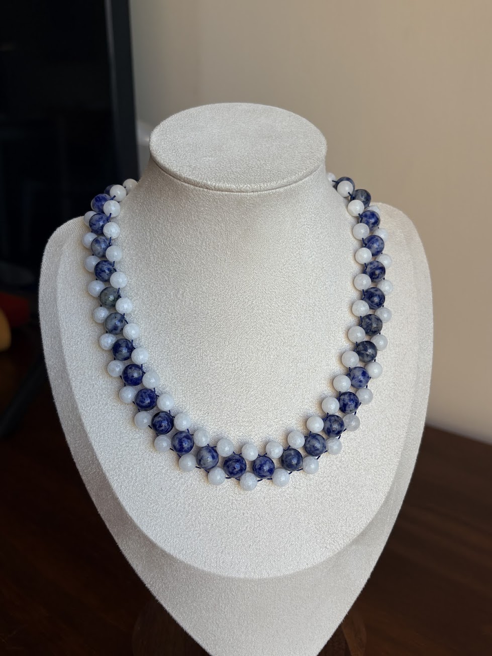 Blue & White Beaded Necklace