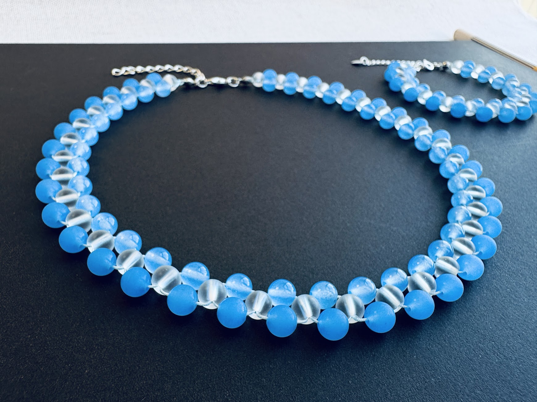 Blue Crystal Beaded Necklace Set