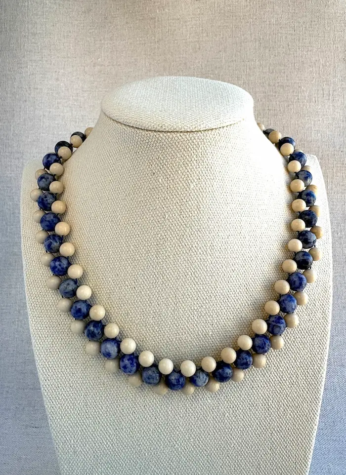 Blue & Ivory Beaded Necklace