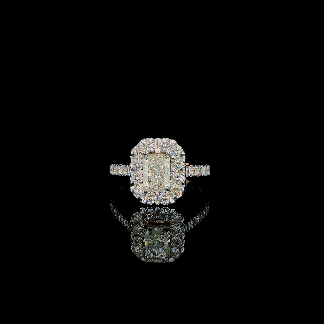 1.5 cts Radiant Cut Diamond Halo Ring