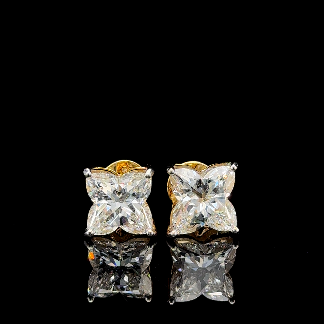 Elegant Lily Cut Diamond Stud Earrings