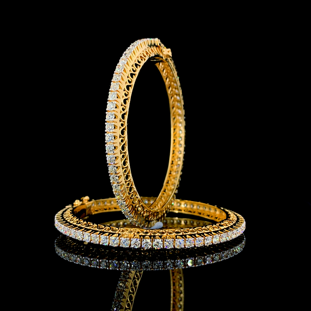Gold  and Lab Grown Diamond Bangles