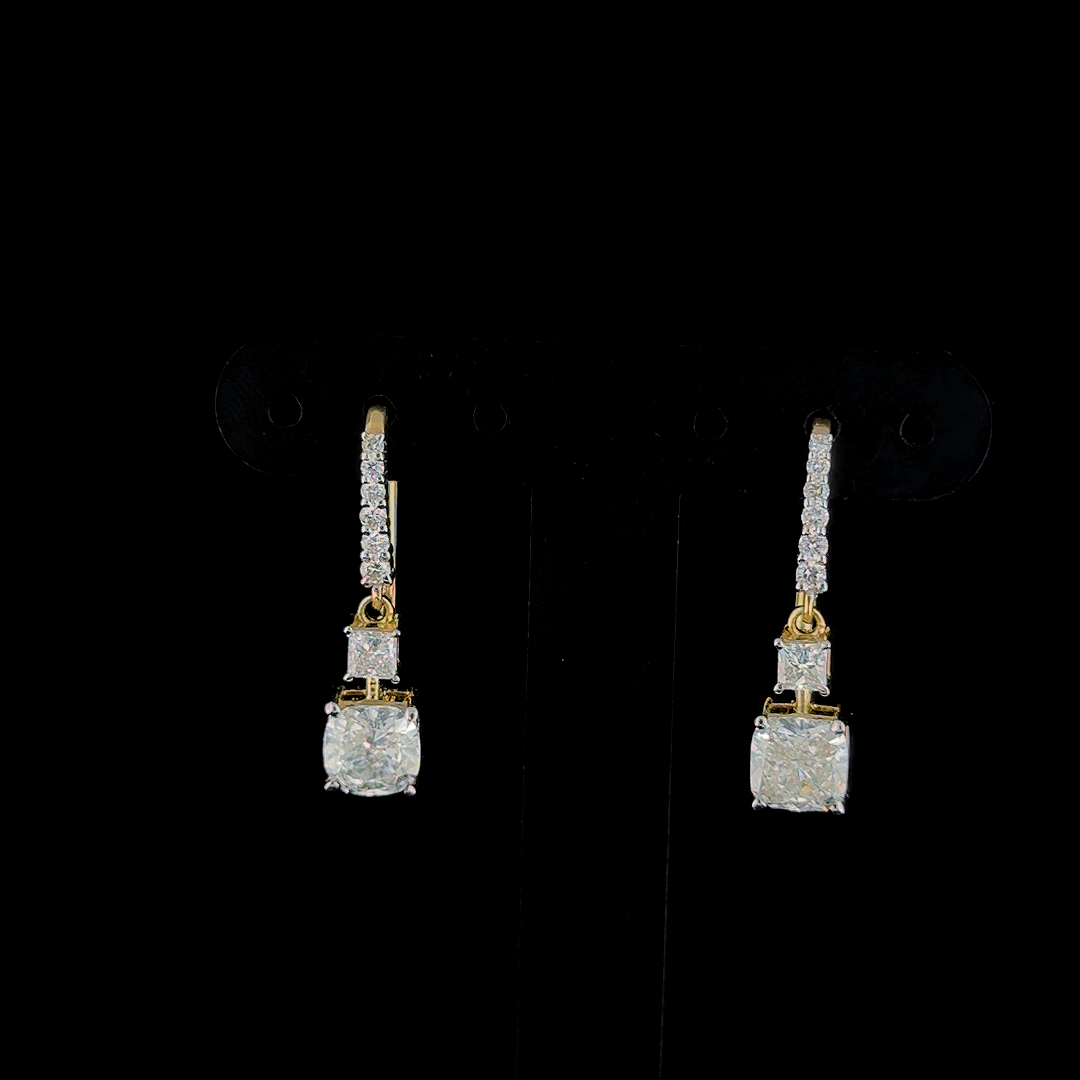 Diamond Drop Earrings in Gold and CVD