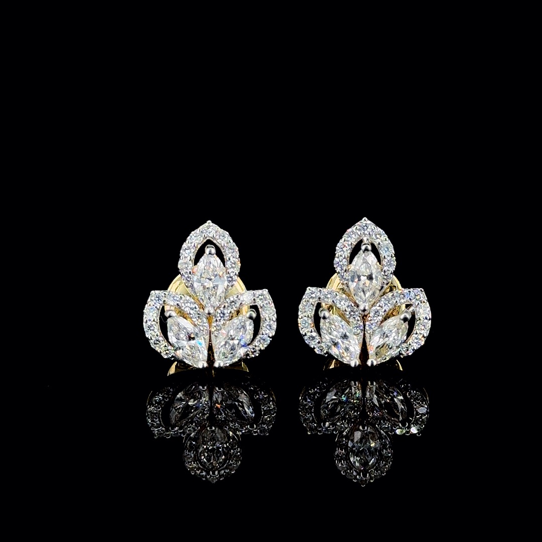 Fancy Diamond Earrings in Gold and CVD