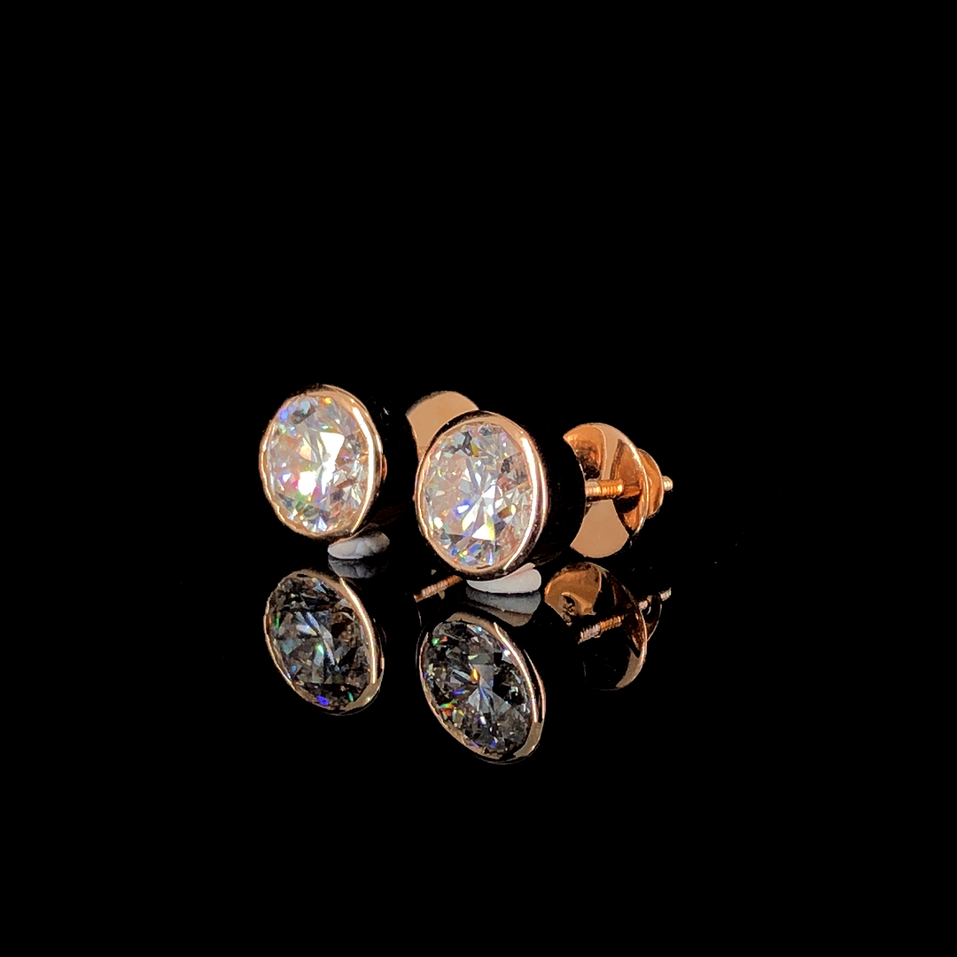 Gold and Cvd Closed Setting Stud Earrings