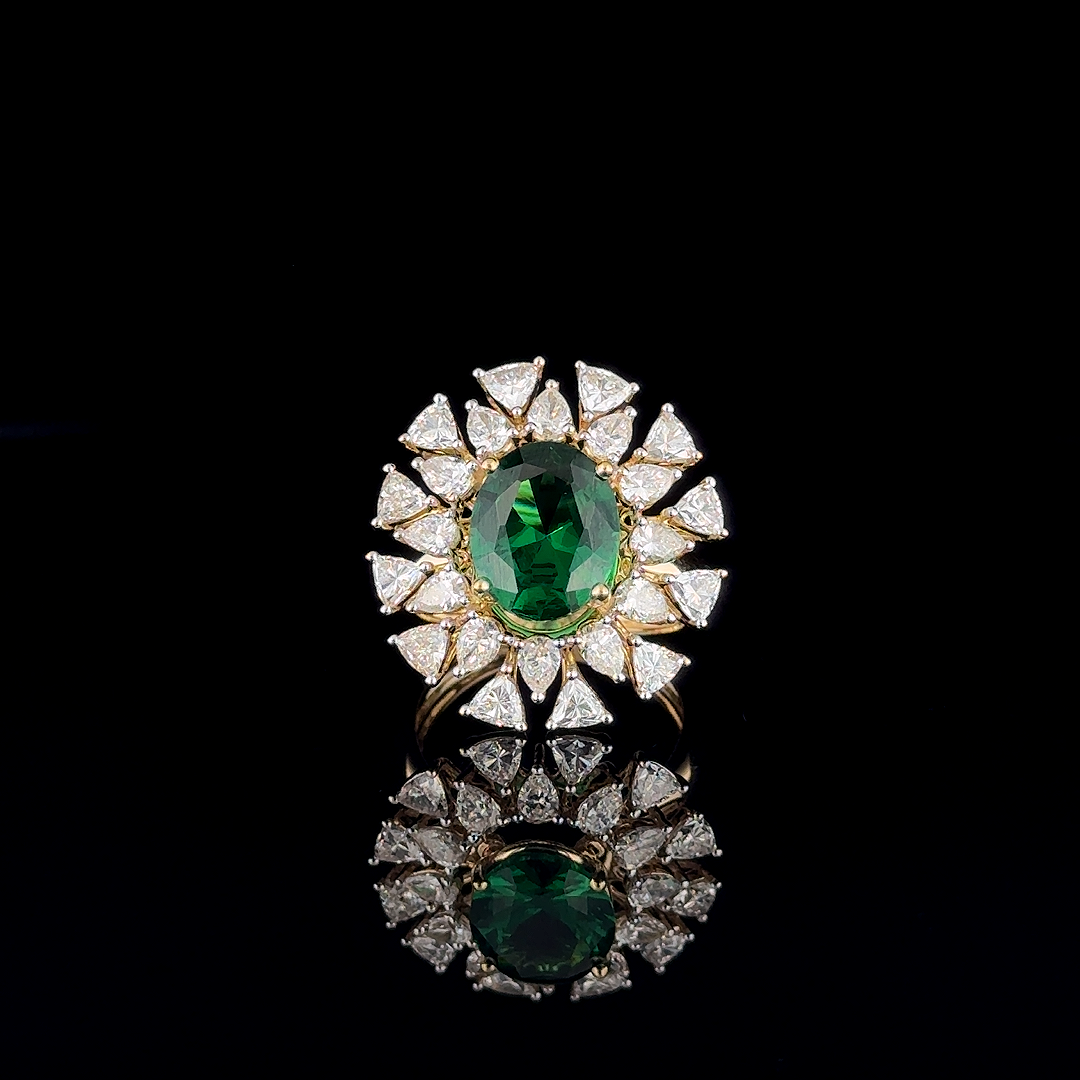 Emerald and Diamond Cocktail Ring