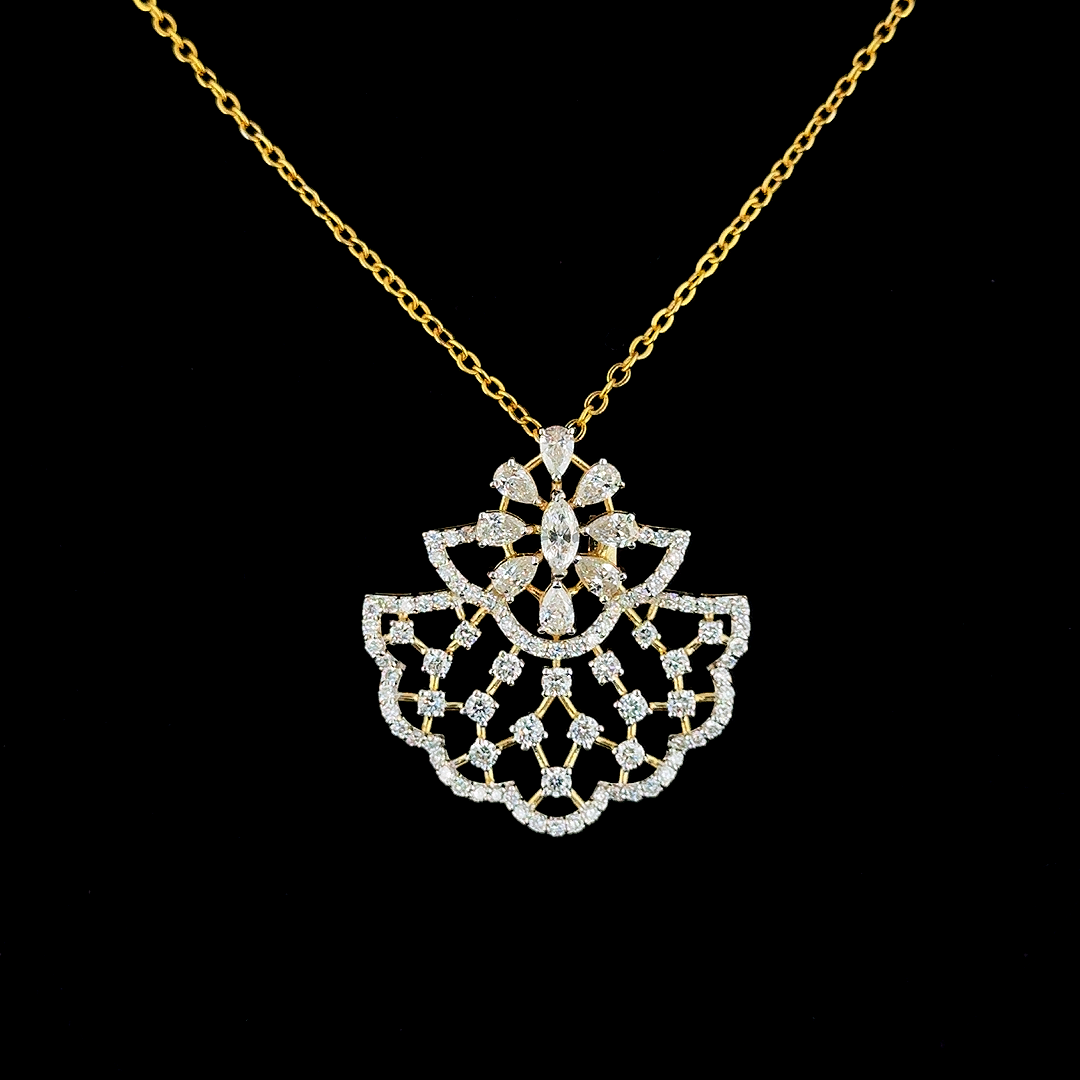 Elegant Diamond Pendant Necklace in Gold and CVD