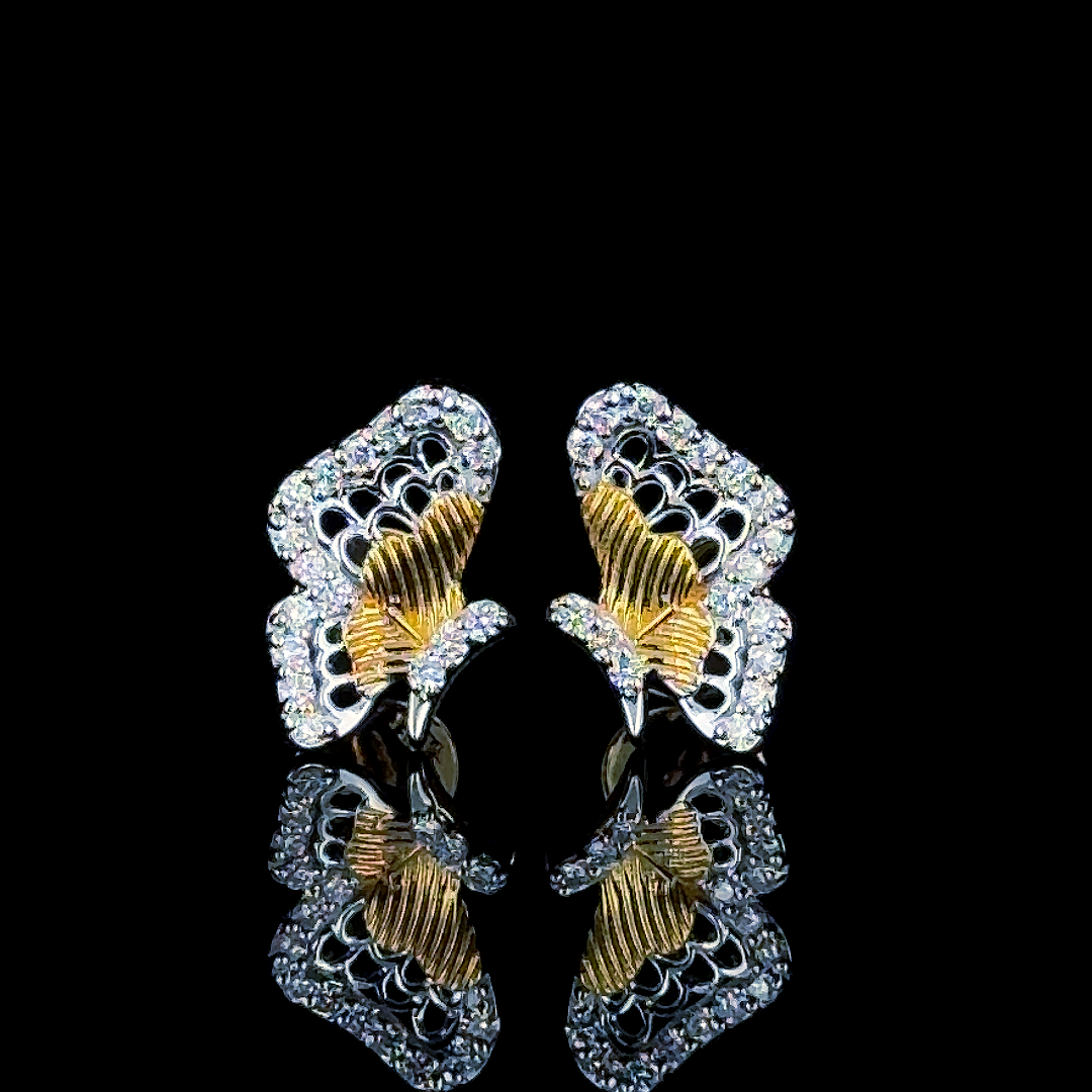 Elegant Butterfly Earrings in Gold and CVD