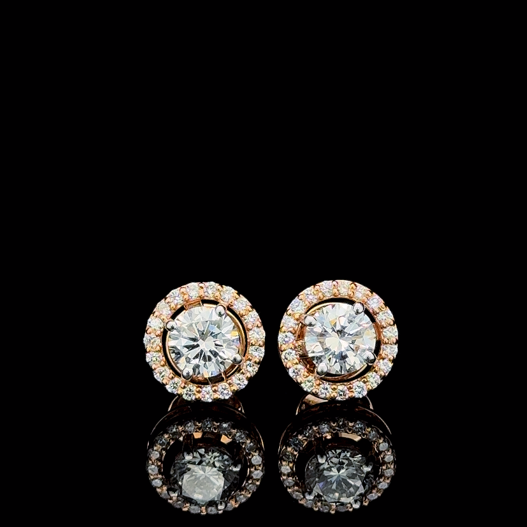 Diamond Halo Stud Earrings