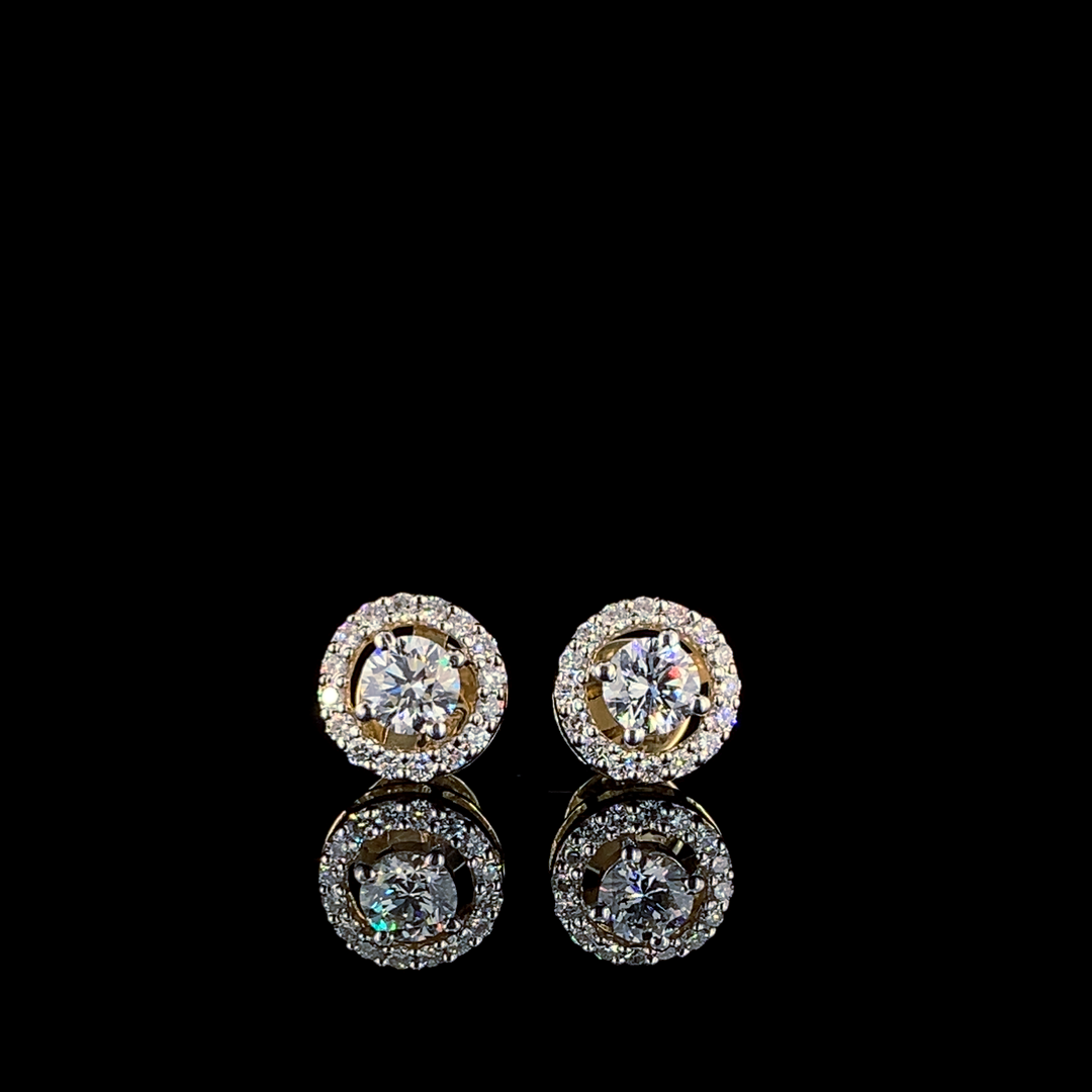 Diamond Halo Stud Earrings