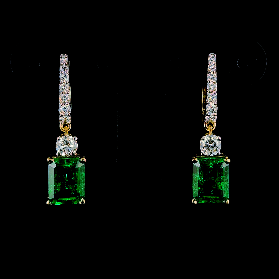 Emerald and Diamond Drop Earrings