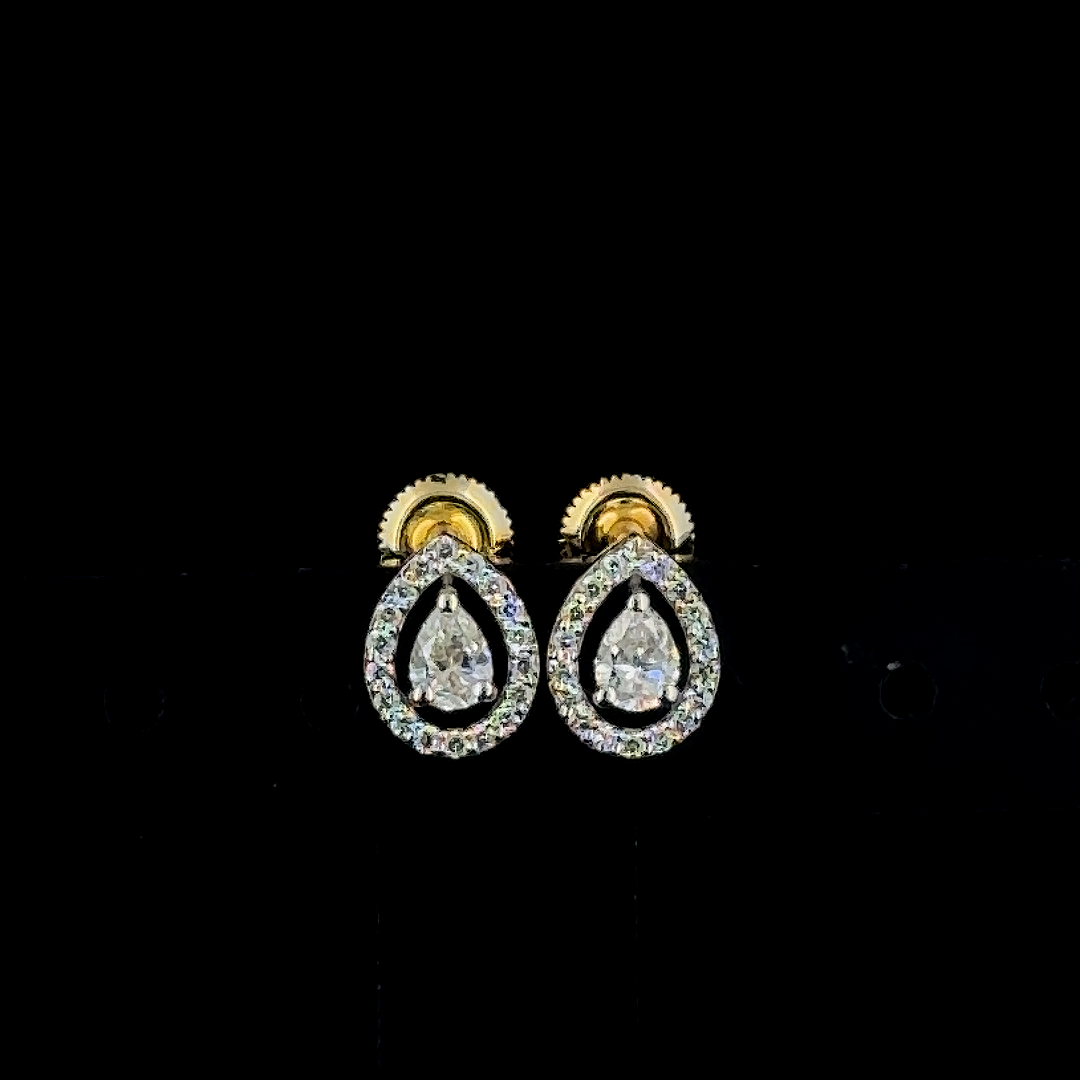 Gold Teardrop Diamond Earrings