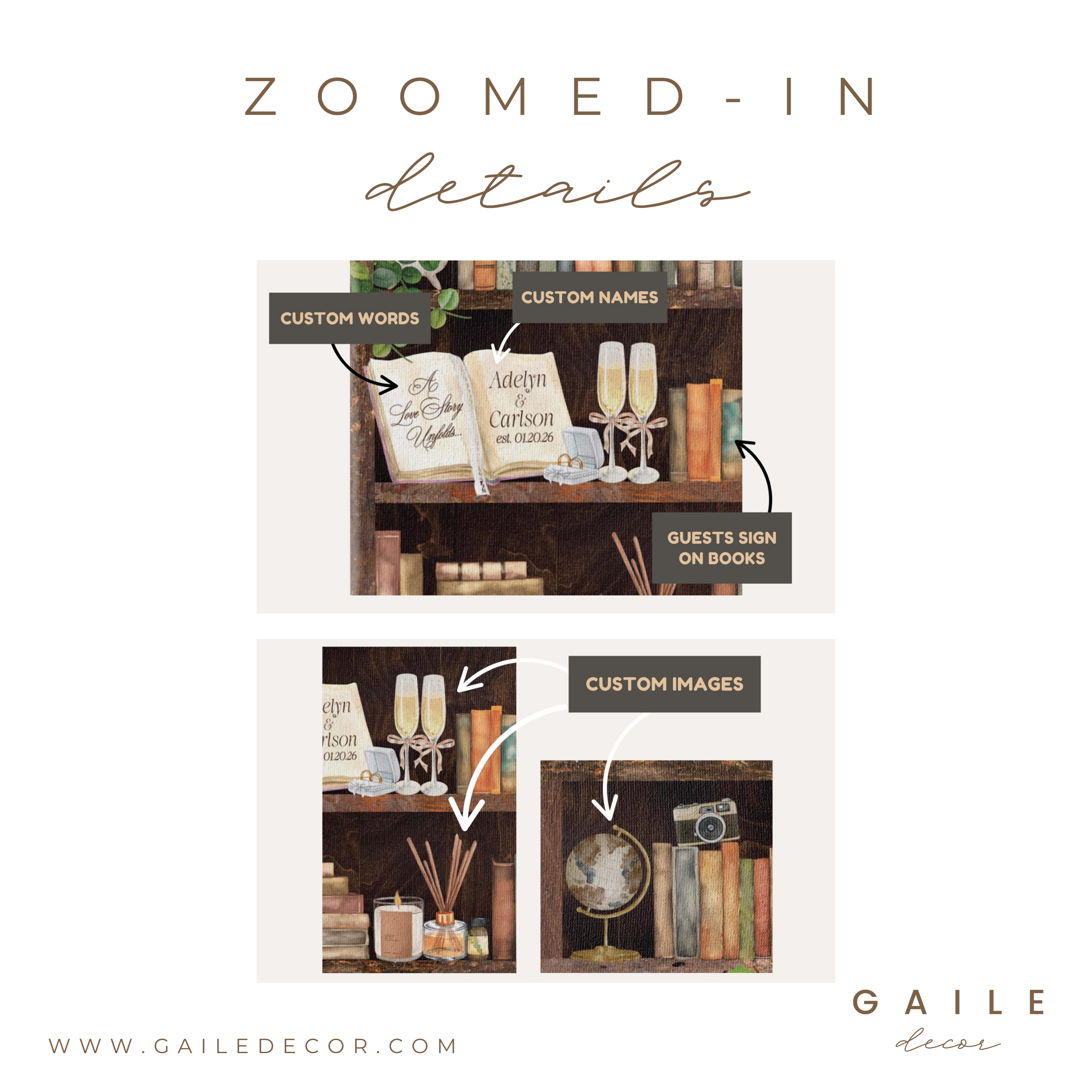 Custom Bookshelf Wedding Signature Guestbook