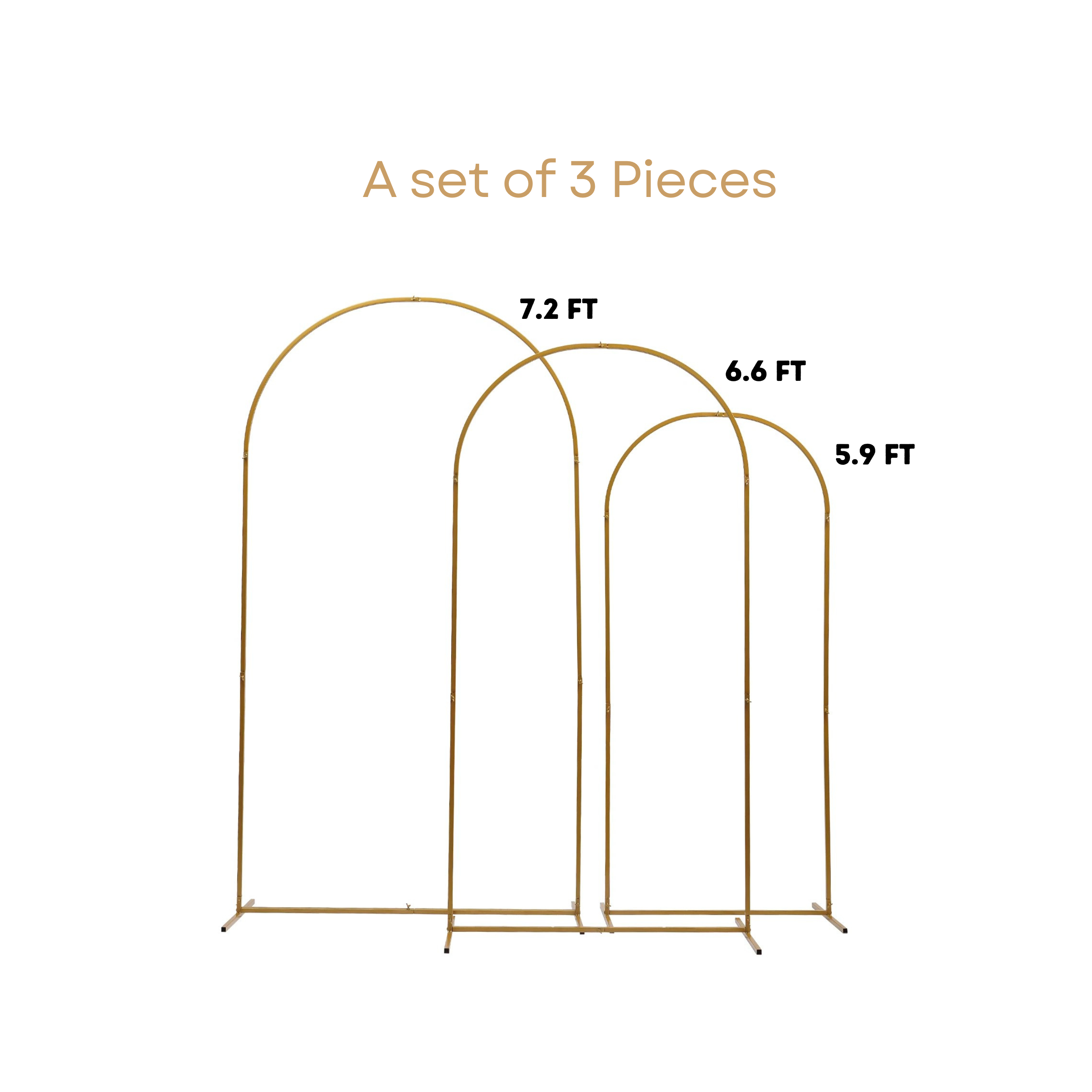 3pcs Gold Metal Arch Backdrop Stand