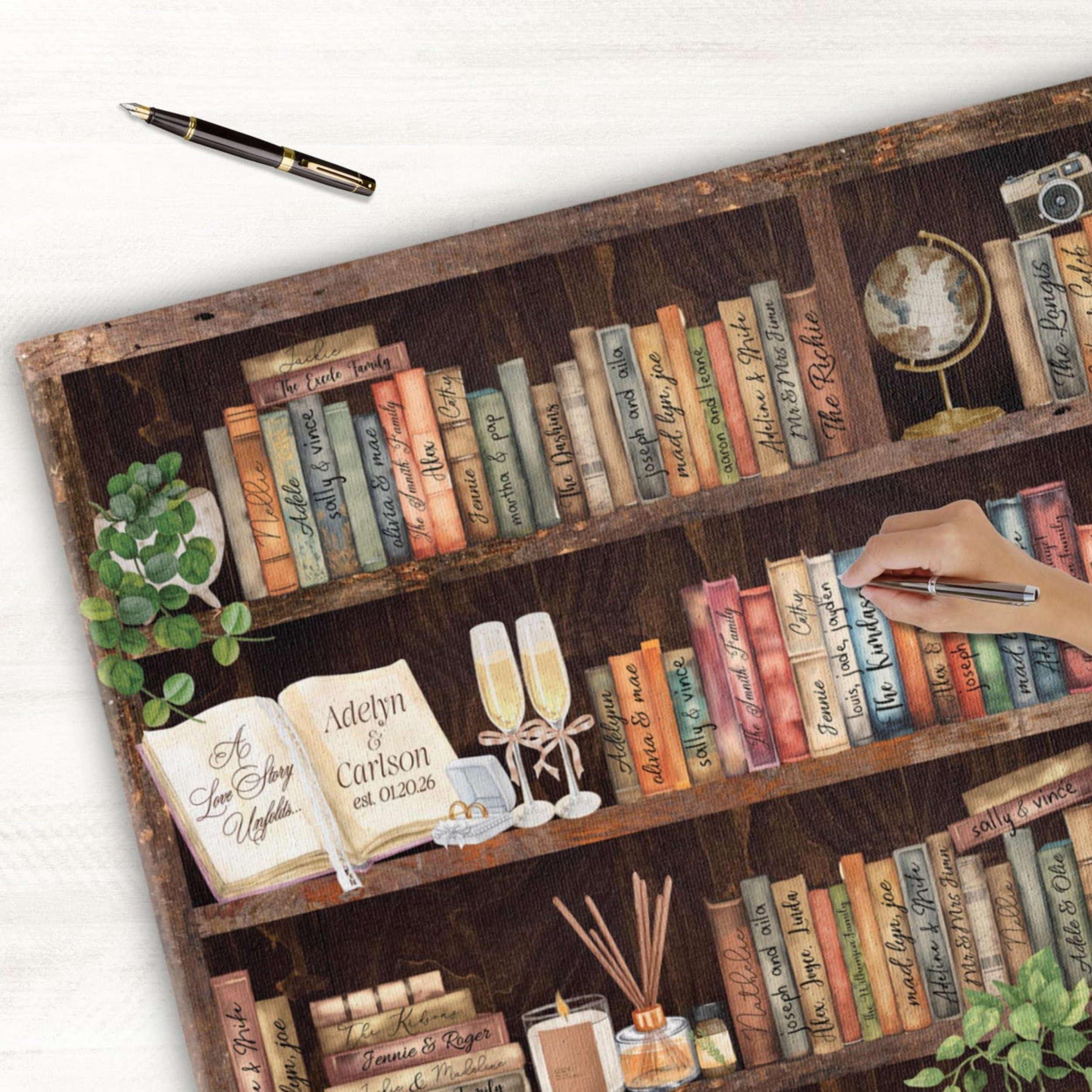 Custom Bookshelf Wedding Signature Guestbook