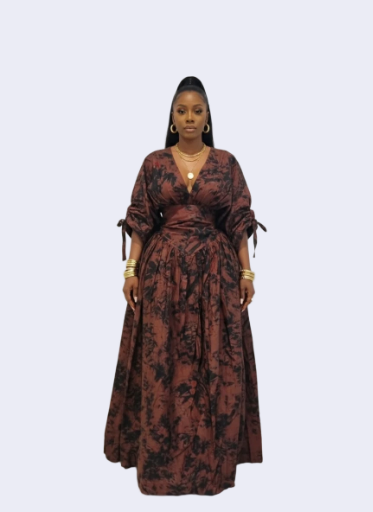 Akwaugo Maxi Dress - Brown and Black