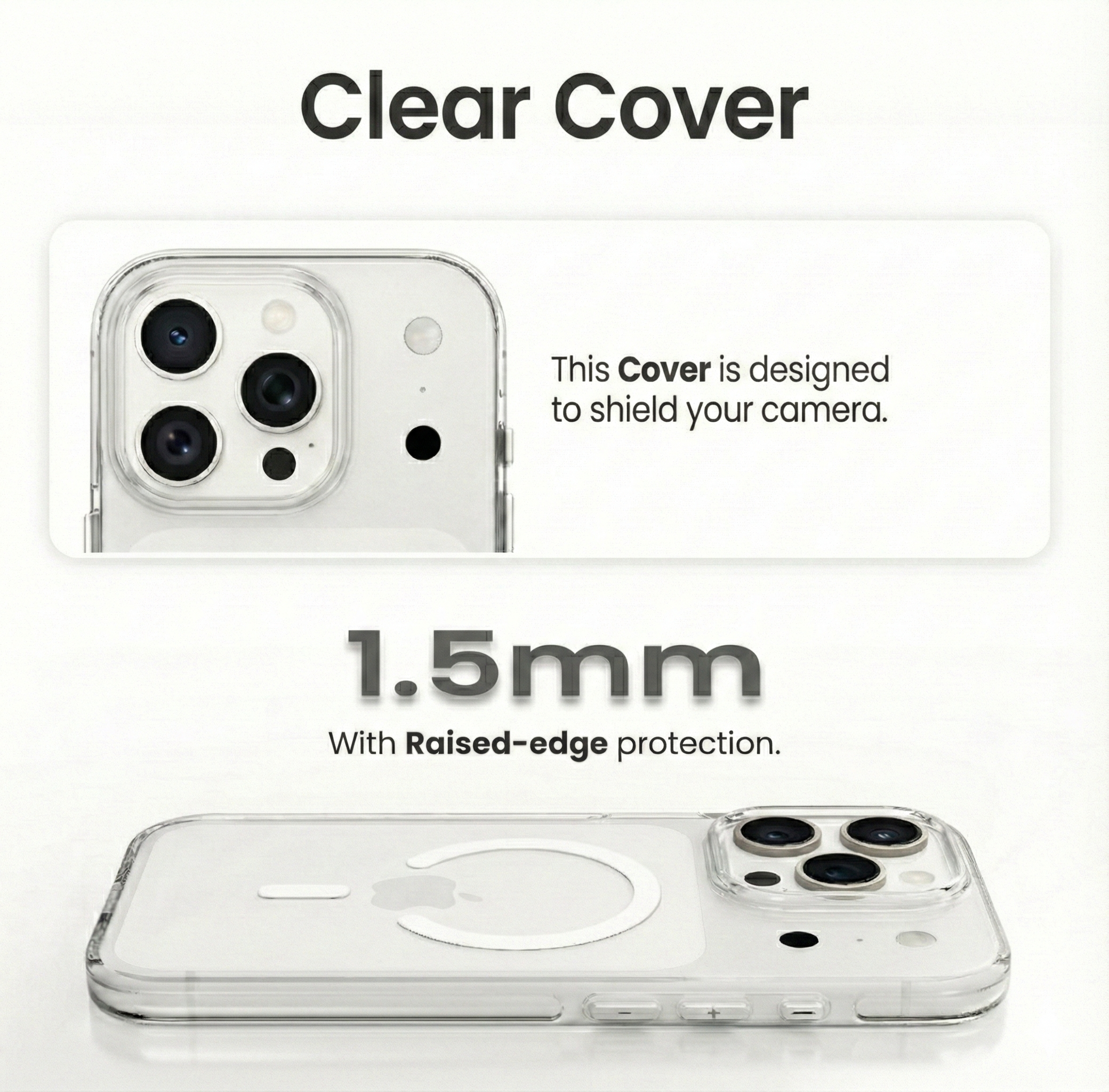 CASEOGEN Transparent Back Cover for iPhone 17 Pro Max - Crystal Clear TPU, Military-Grade Protection, Anti-Yellowing