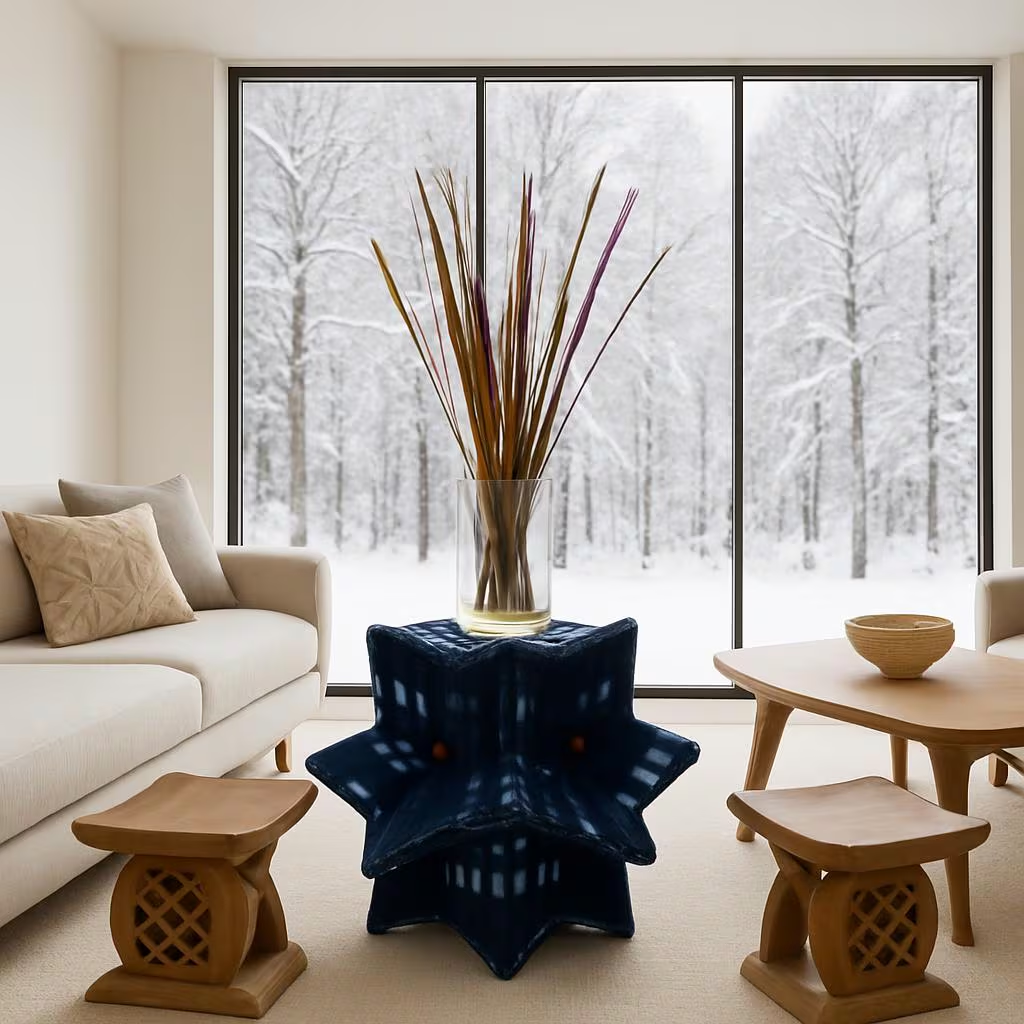 Indigo Pattern Side Table