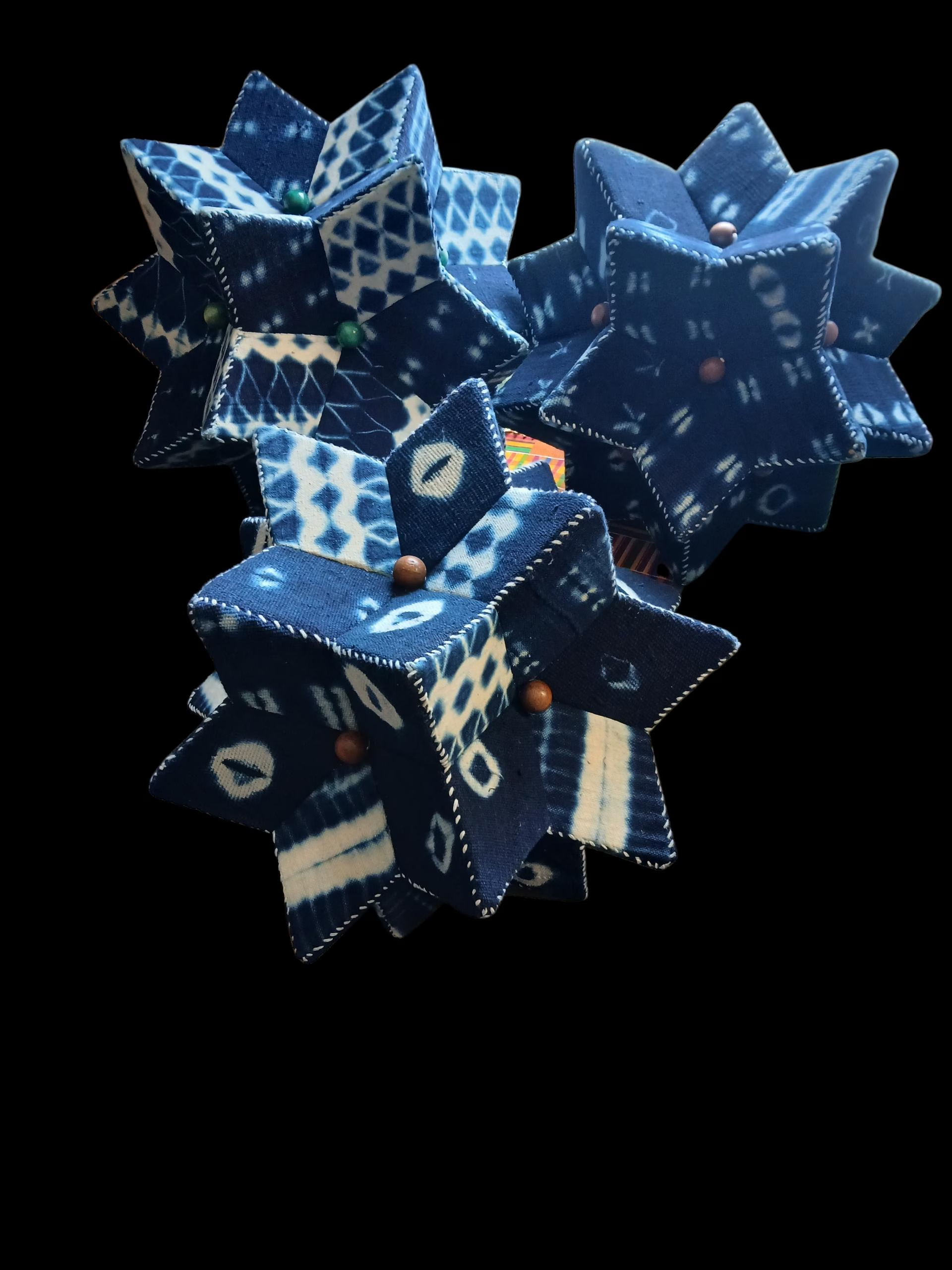 Indigo Pattern Side Table with a sleek glass surface