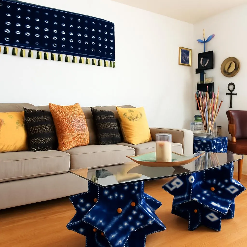 Indigo Pattern Side Table