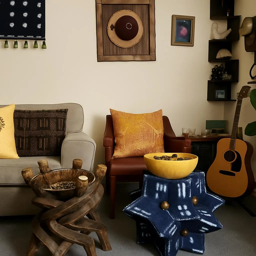 Indigo Pattern Side Table