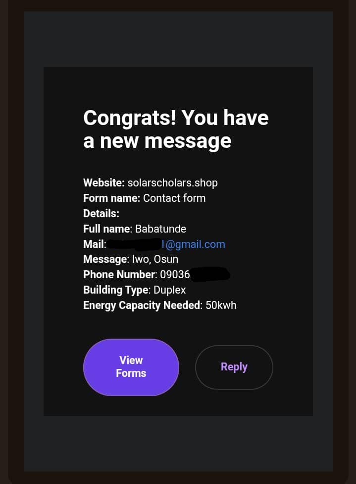 50 Kwh Order Notification Card