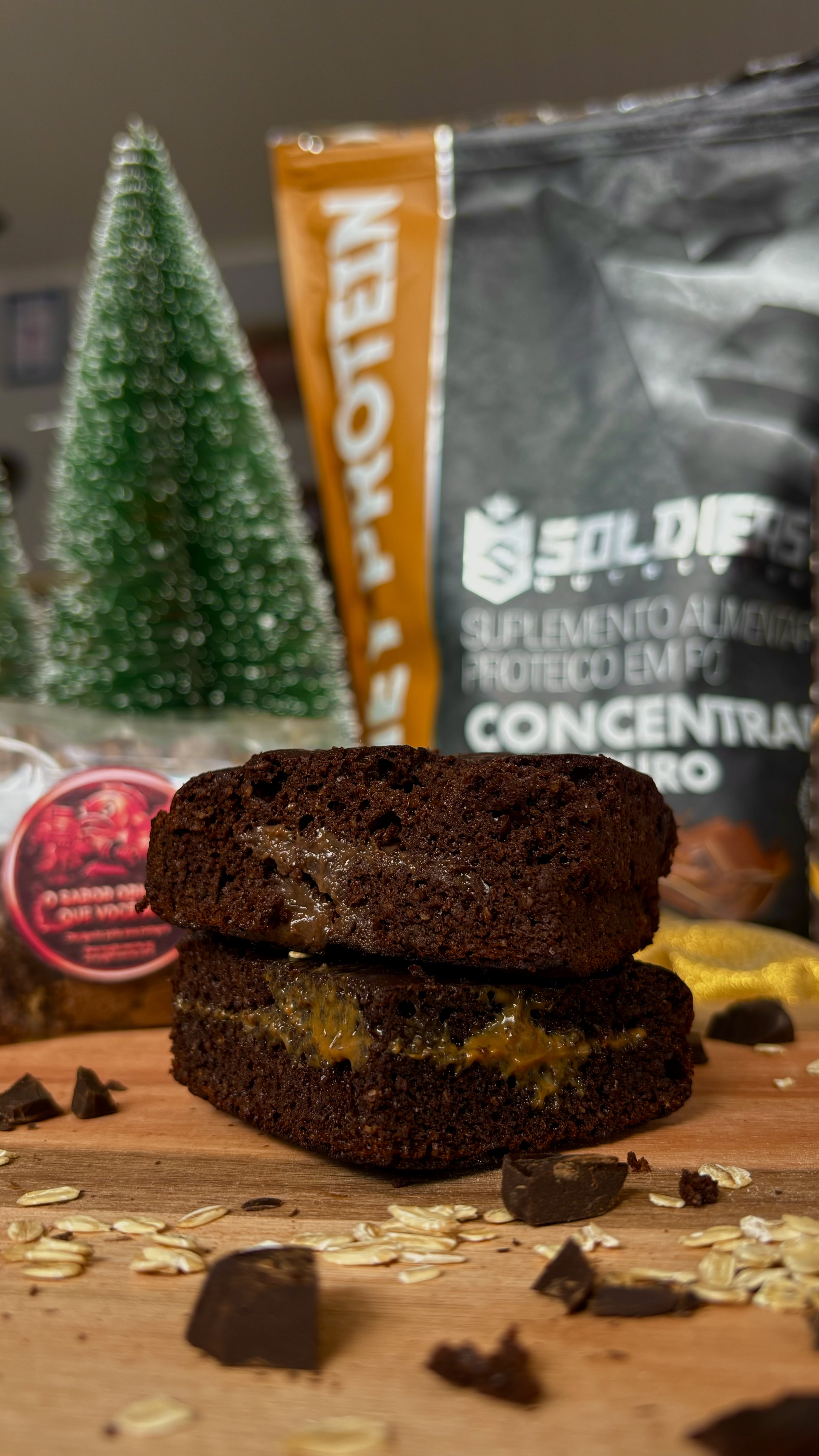 Brownie Proteíco com Doce de Leite