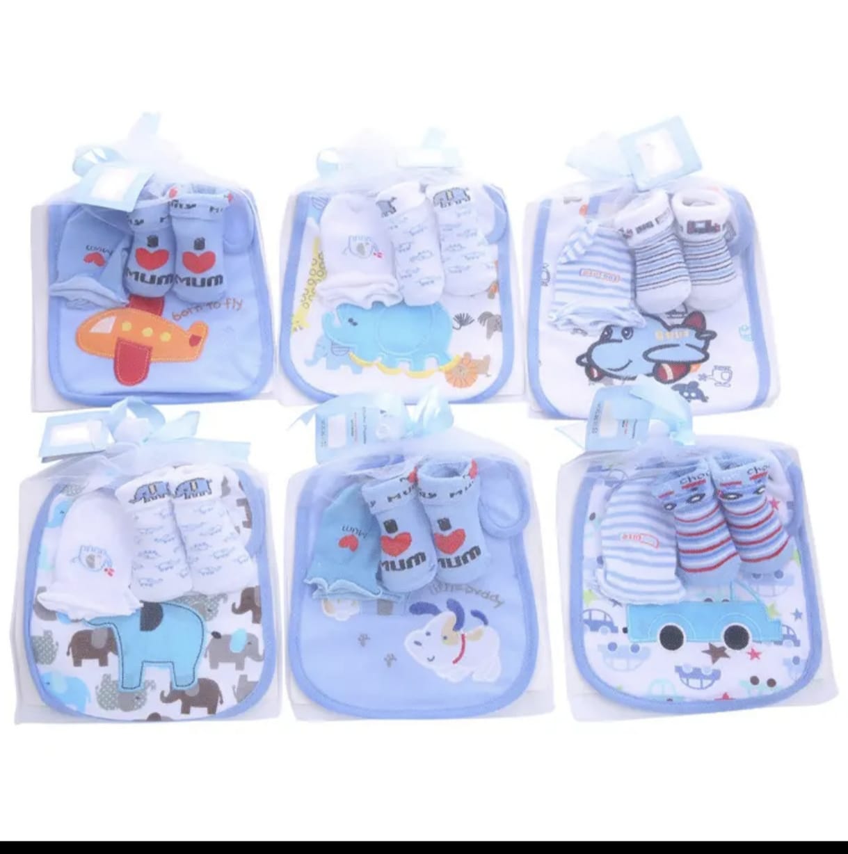 Pure Cotton Striped Baby Socks, Cartoon Cute Baby Socks  Gloves  Bibs Set 